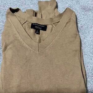 Banana Republic Woman's V-Neck Forever Sweater in Tan